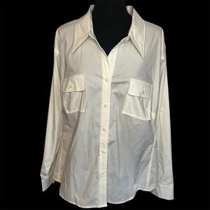 TravelSmith Cream Button-Up Shirt